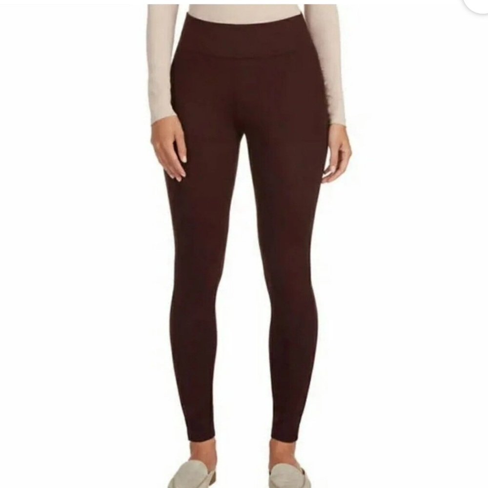Matty M Women's High Rise Slub Legging with Pockets Large, Dark Wine